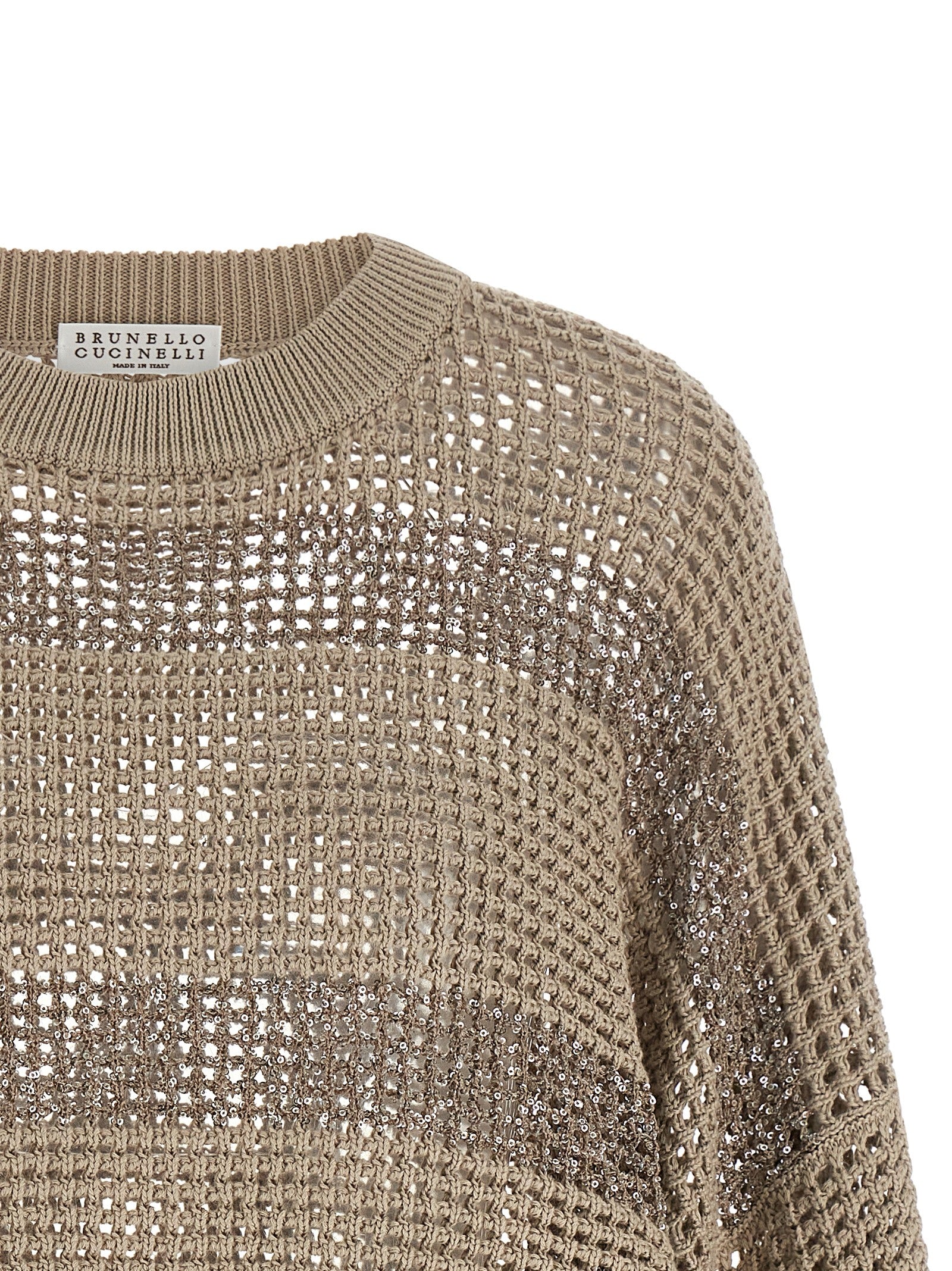 Brunello Cucinelli 100% cotton sweater in gray — view 3