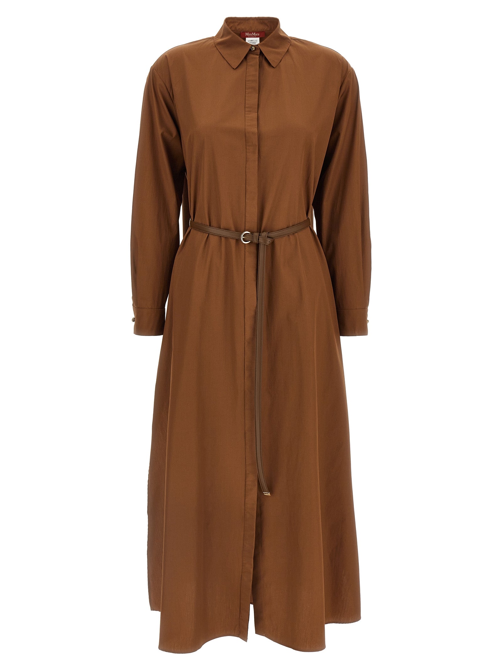 Max Mara 100% cotton dress in brown