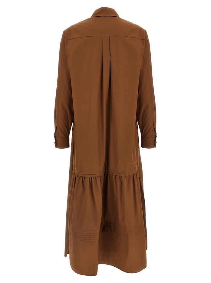 Max Mara 100% cotton dress in brown — view 2
