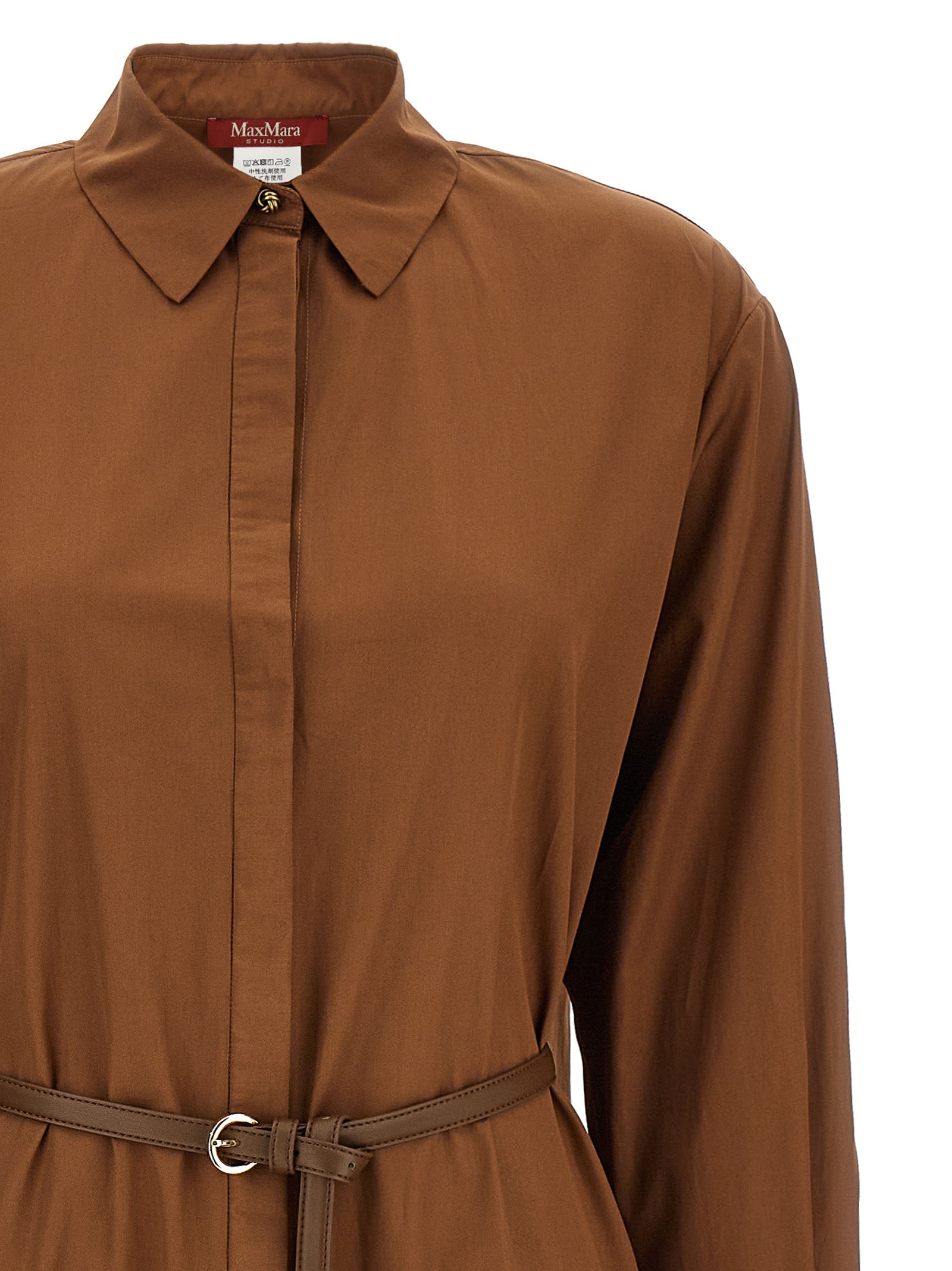Max Mara 100% cotton dress in brown — view 3