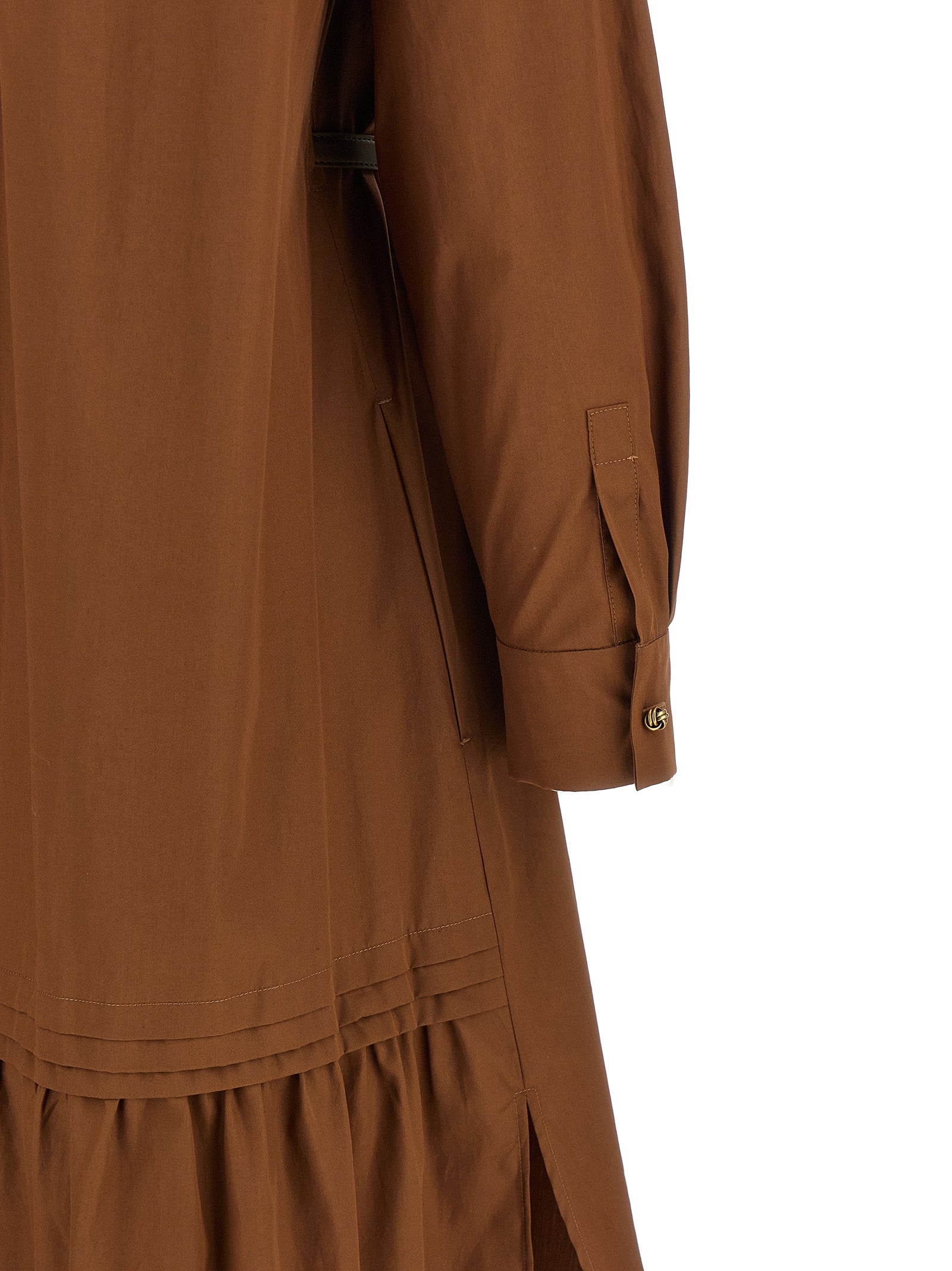 Max Mara 100% cotton dress in brown — view 4