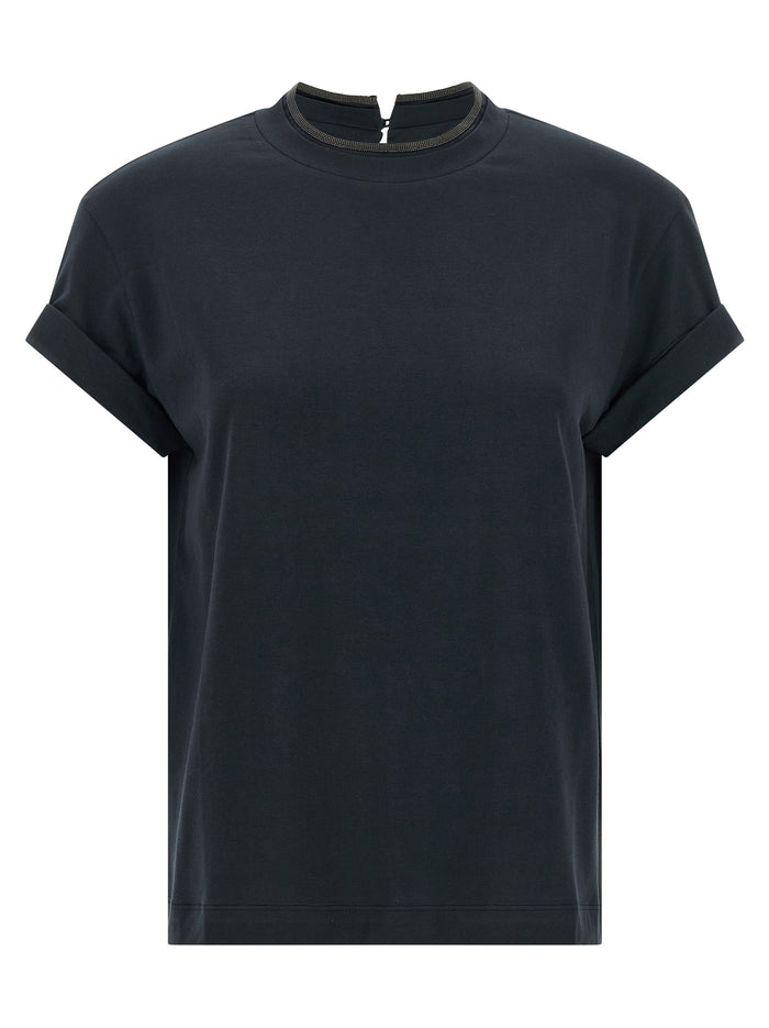 Brunello Cucinelli 93% cotton t-shirt in navy