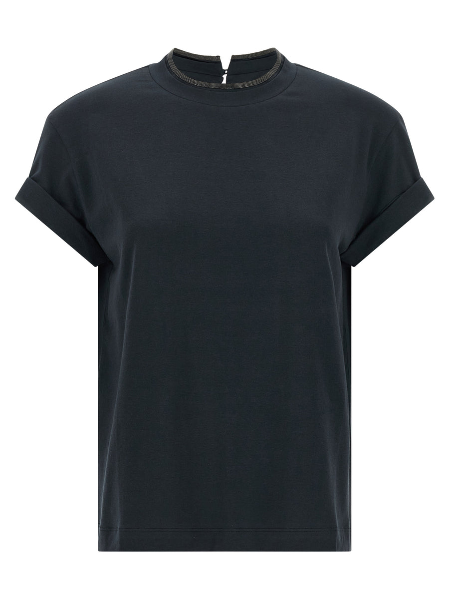 Brunello Cucinelli 93% cotton t-shirt in navy