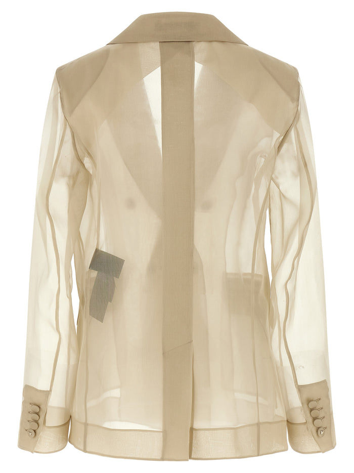 Max Mara 100% silk blazer in beige — view 2