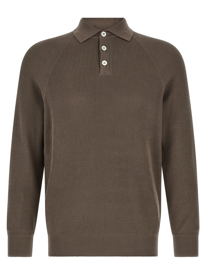 Brunello Cucinelli 100% cotton polo shirt in brown