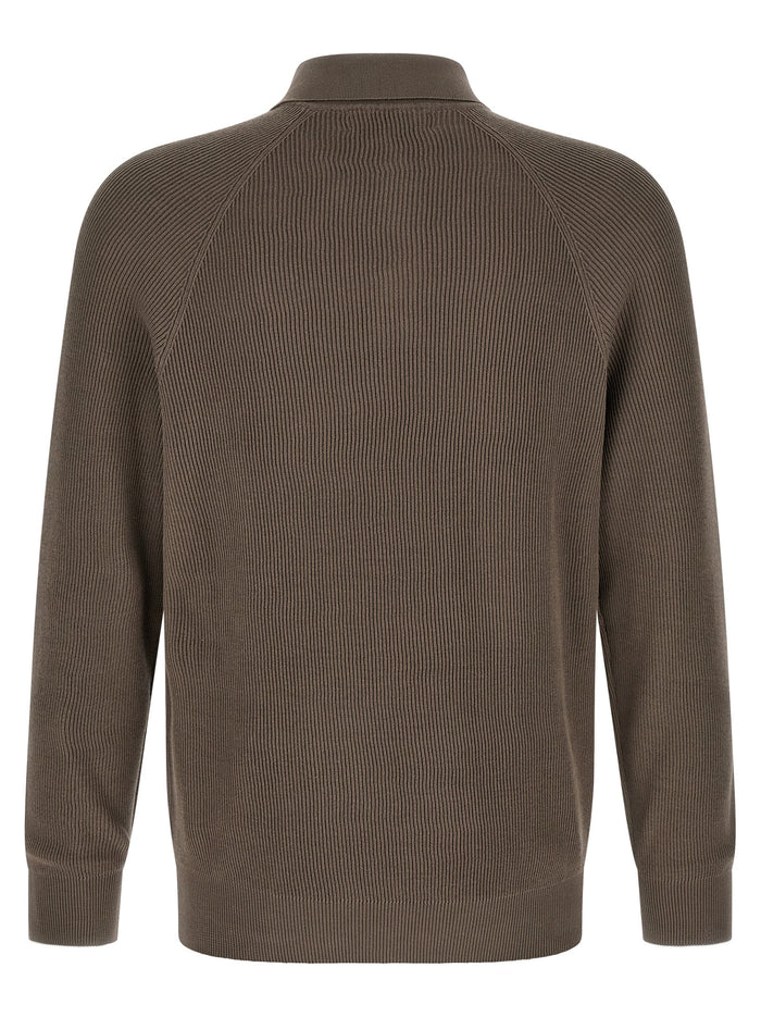 Brunello Cucinelli 100% cotton polo shirt in brown — view 2