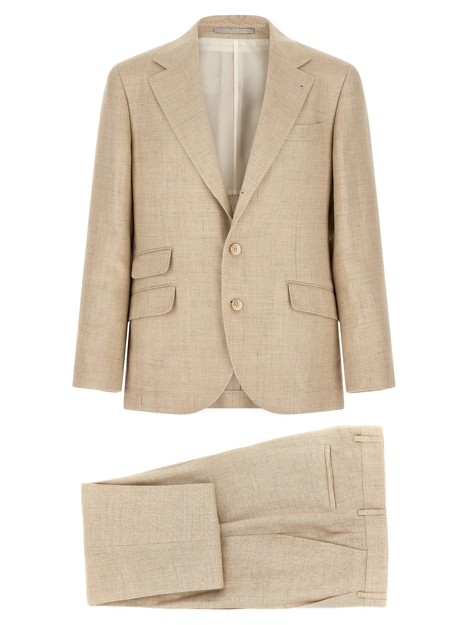 Brunello Cucinelli 49% silk suit in beige
