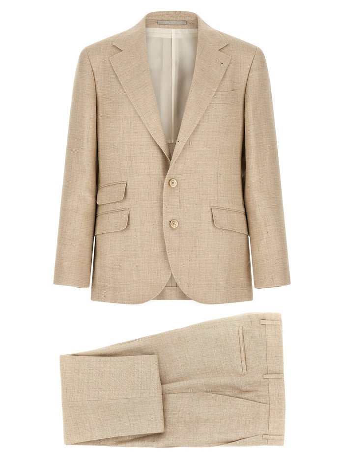 Brunello Cucinelli 49% silk suit in beige