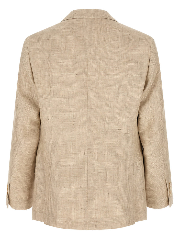 Brunello Cucinelli 49% silk suit in beige — view 2