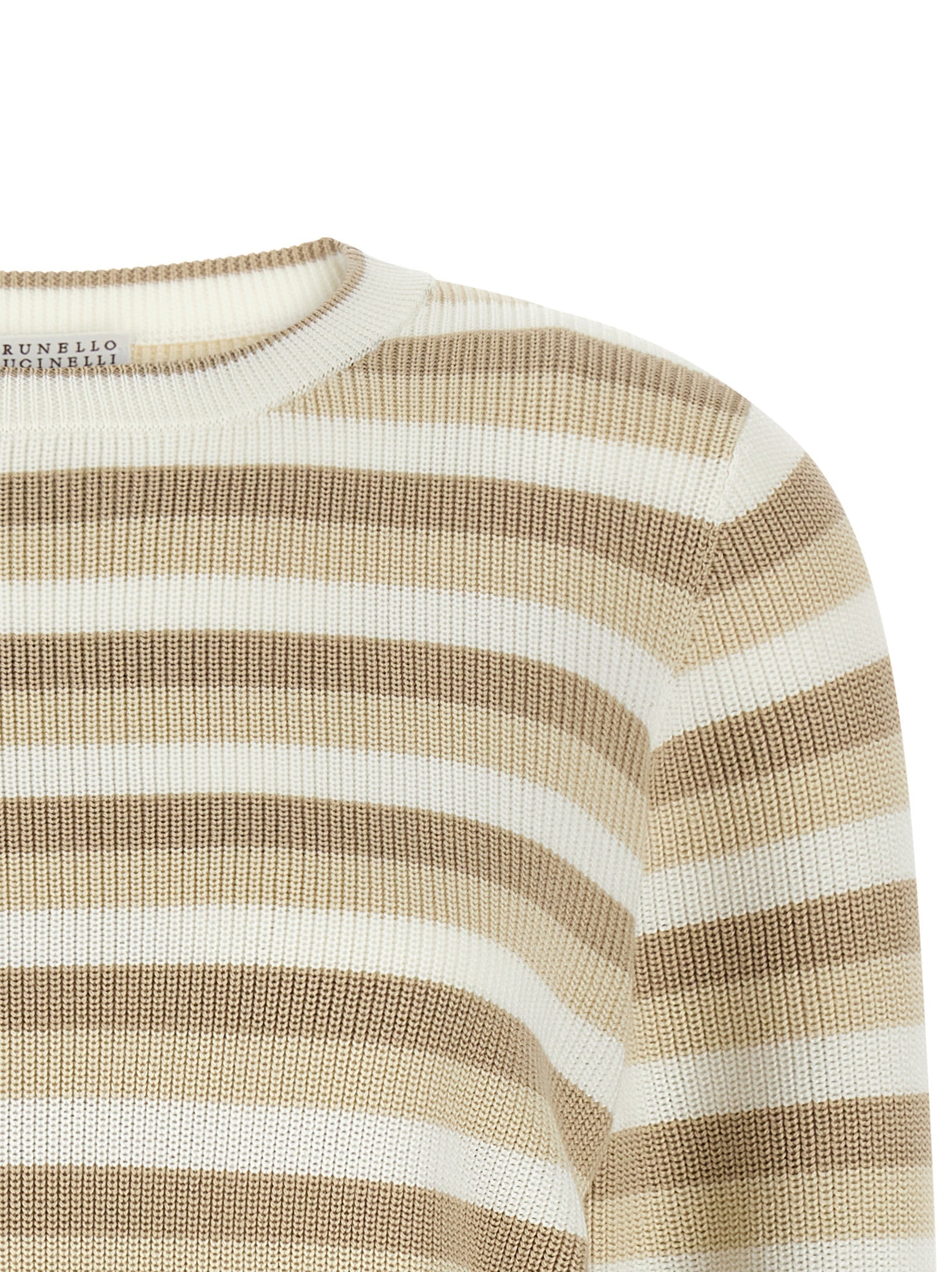 Brunello Cucinelli 100% cotton sweater in beige — view 3