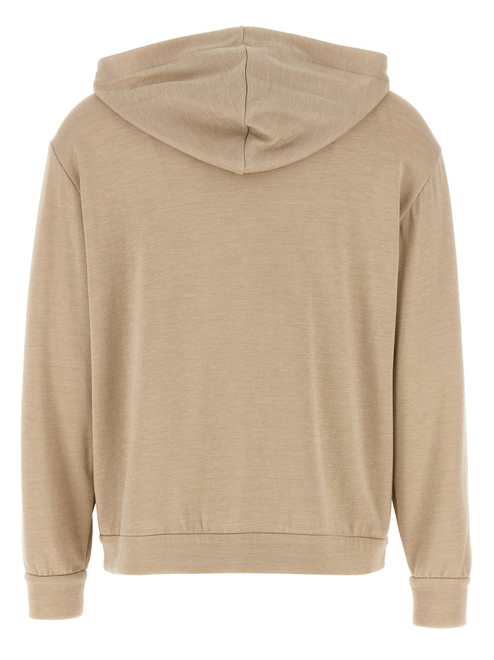 Brunello Cucinelli 67% cotton hoodie in beige — view 2