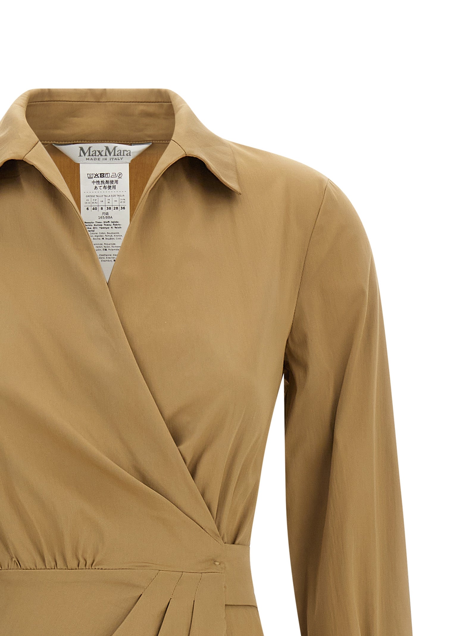 Max Mara 82% cotton dress in beige — view 3