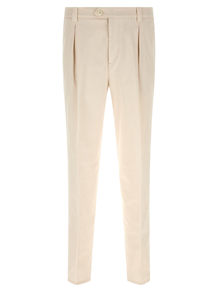 Brunello Cucinelli 97% Cotton trousers in white