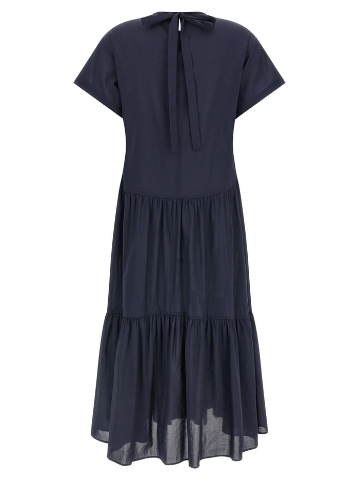 Max Mara 60% acetate dress in navy — view 2