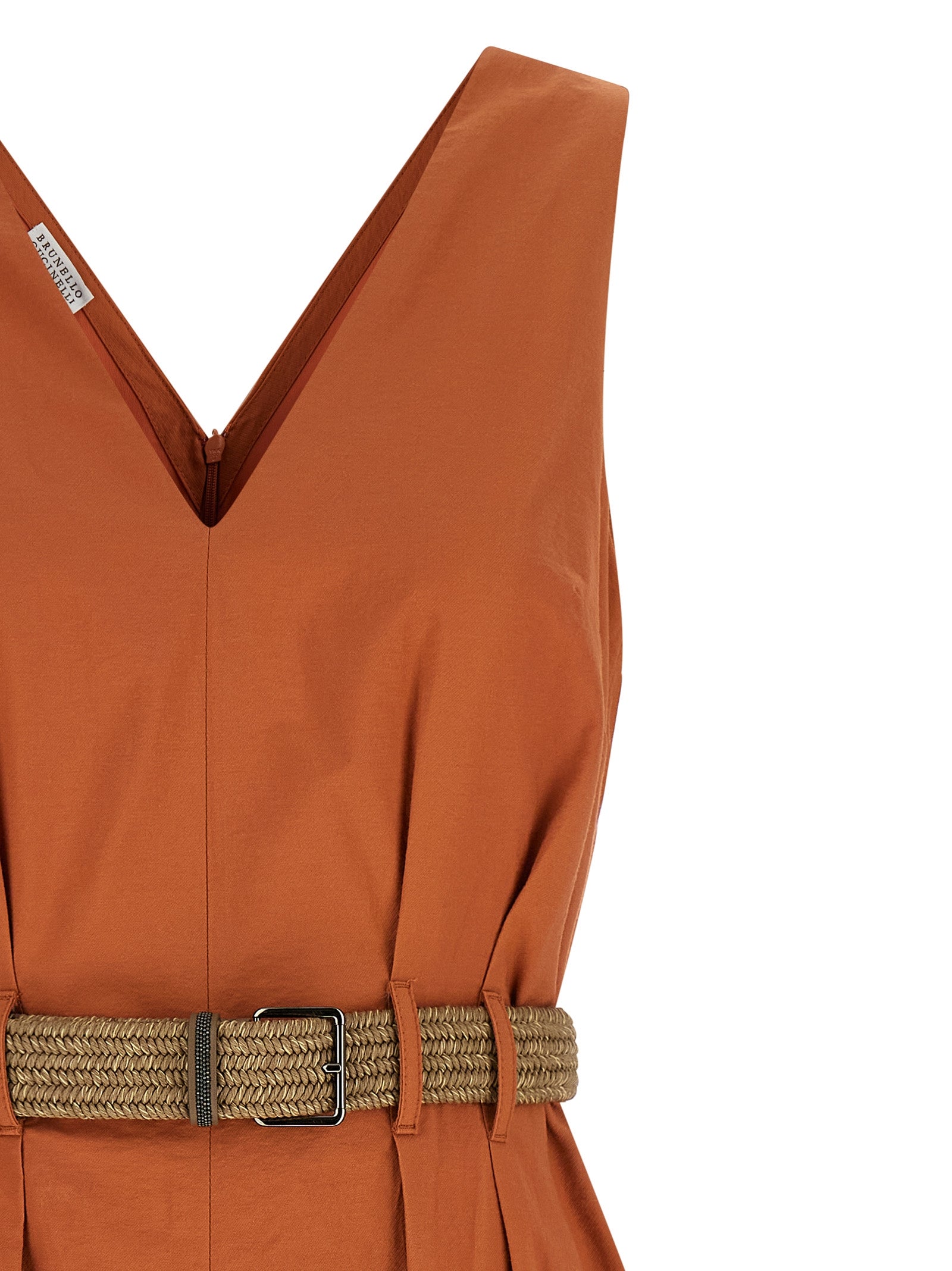 Brunello Cucinelli 86% Cotton dress in orange — view 3