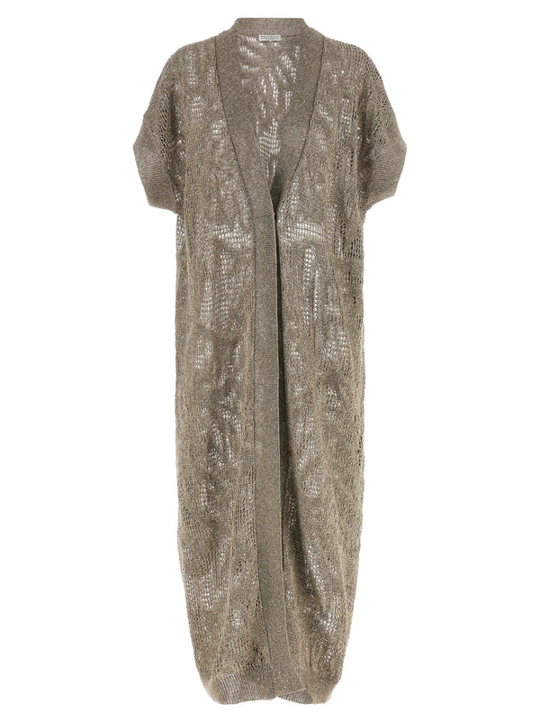 Brunello Cucinelli 94% Linen cardigan in brown
