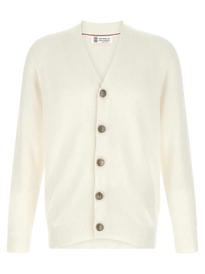 Brunello Cucinelli 100% cotton cardigan in white