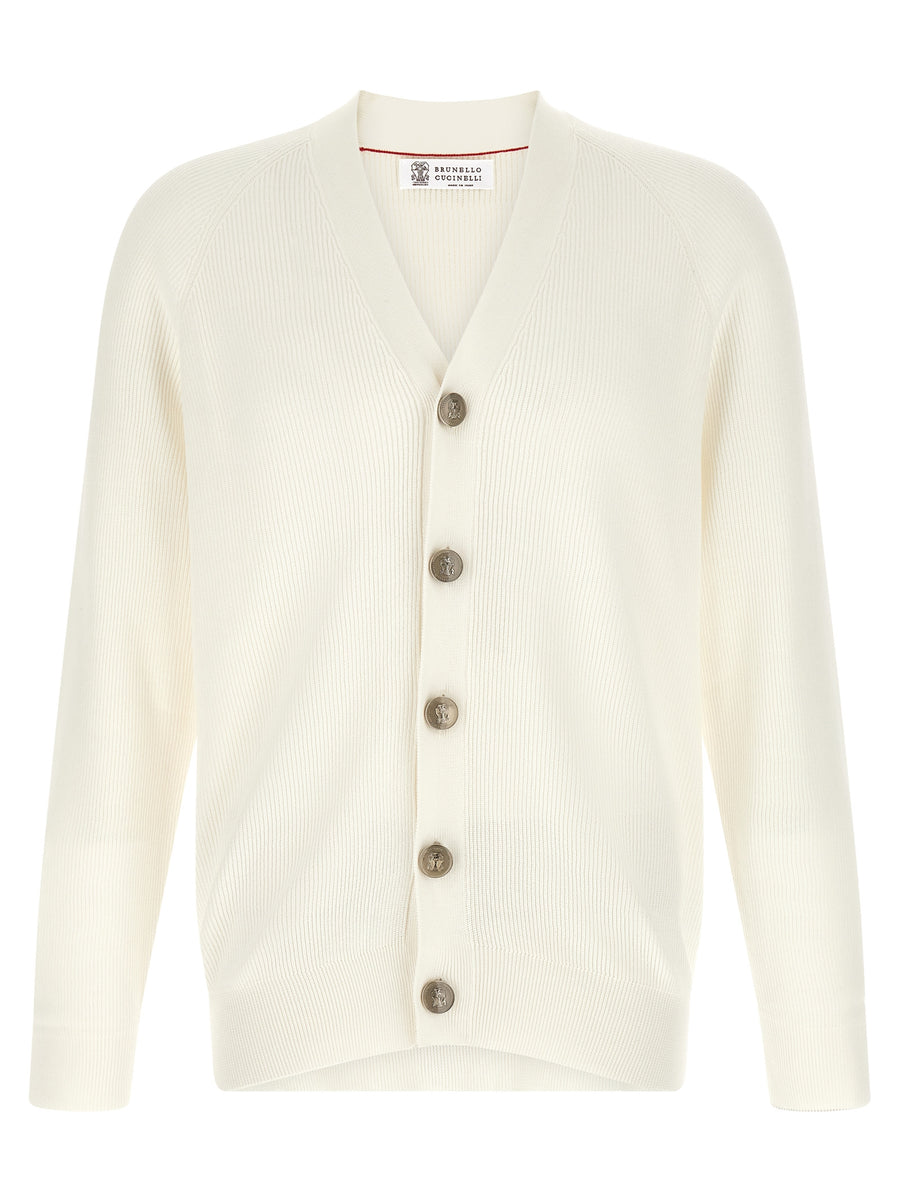 Brunello Cucinelli 100% cotton cardigan in white