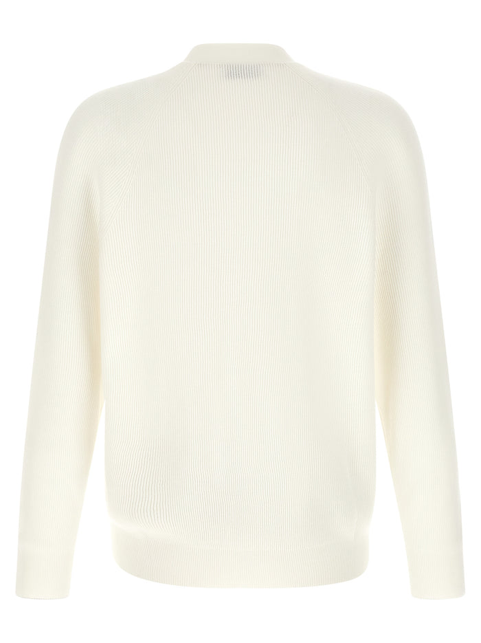 Brunello Cucinelli 100% cotton cardigan in white — view 2