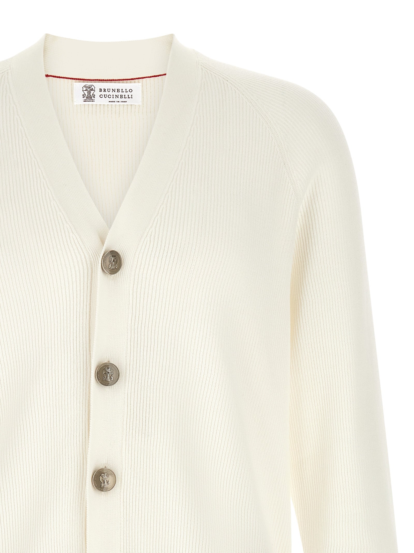 Brunello Cucinelli 100% cotton cardigan in white — view 3