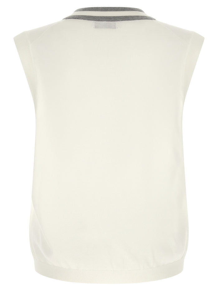 Brunello Cucinelli 100% Cotton tank top in white — view 2