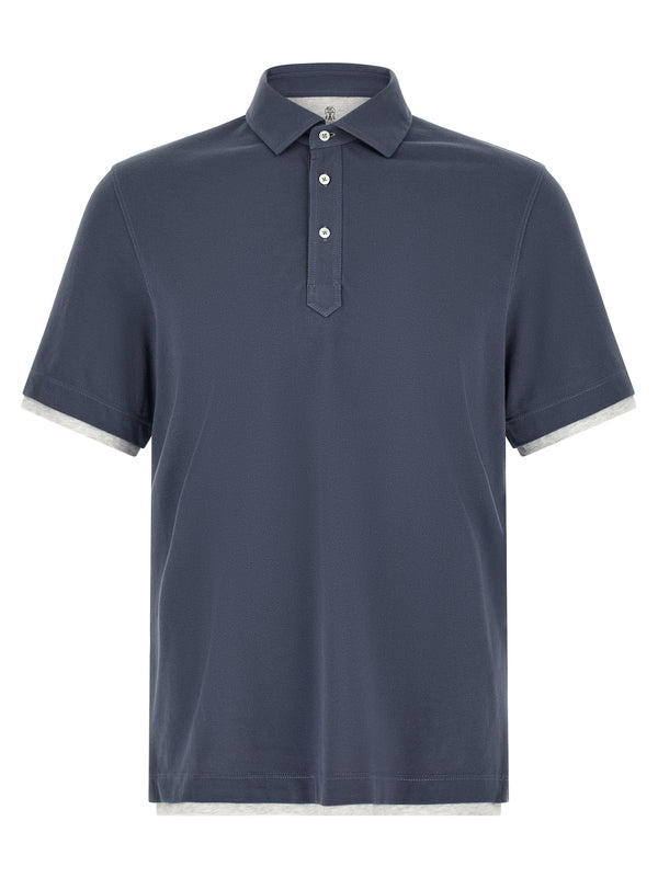 Brunello Cucinelli 100% cotton polo shirt in blue