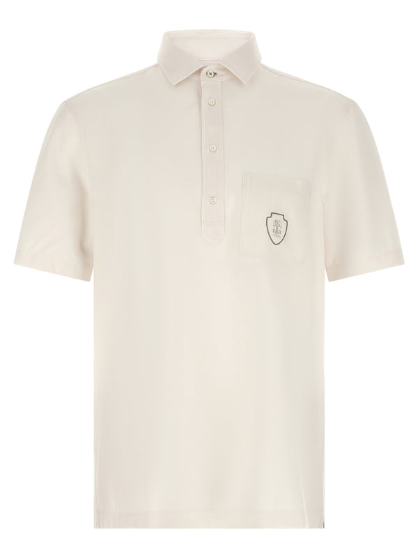 Brunello Cucinelli 100% virgin wool polo shirt in white