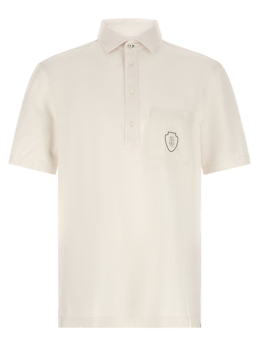 Brunello Cucinelli 100% virgin wool polo shirt in white