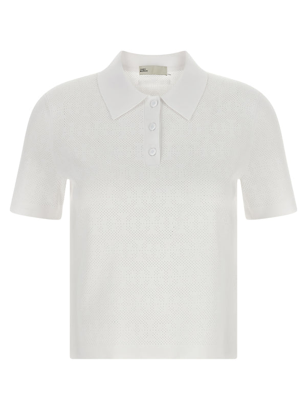 Tory Burch 56% Viscose polo shirt in white