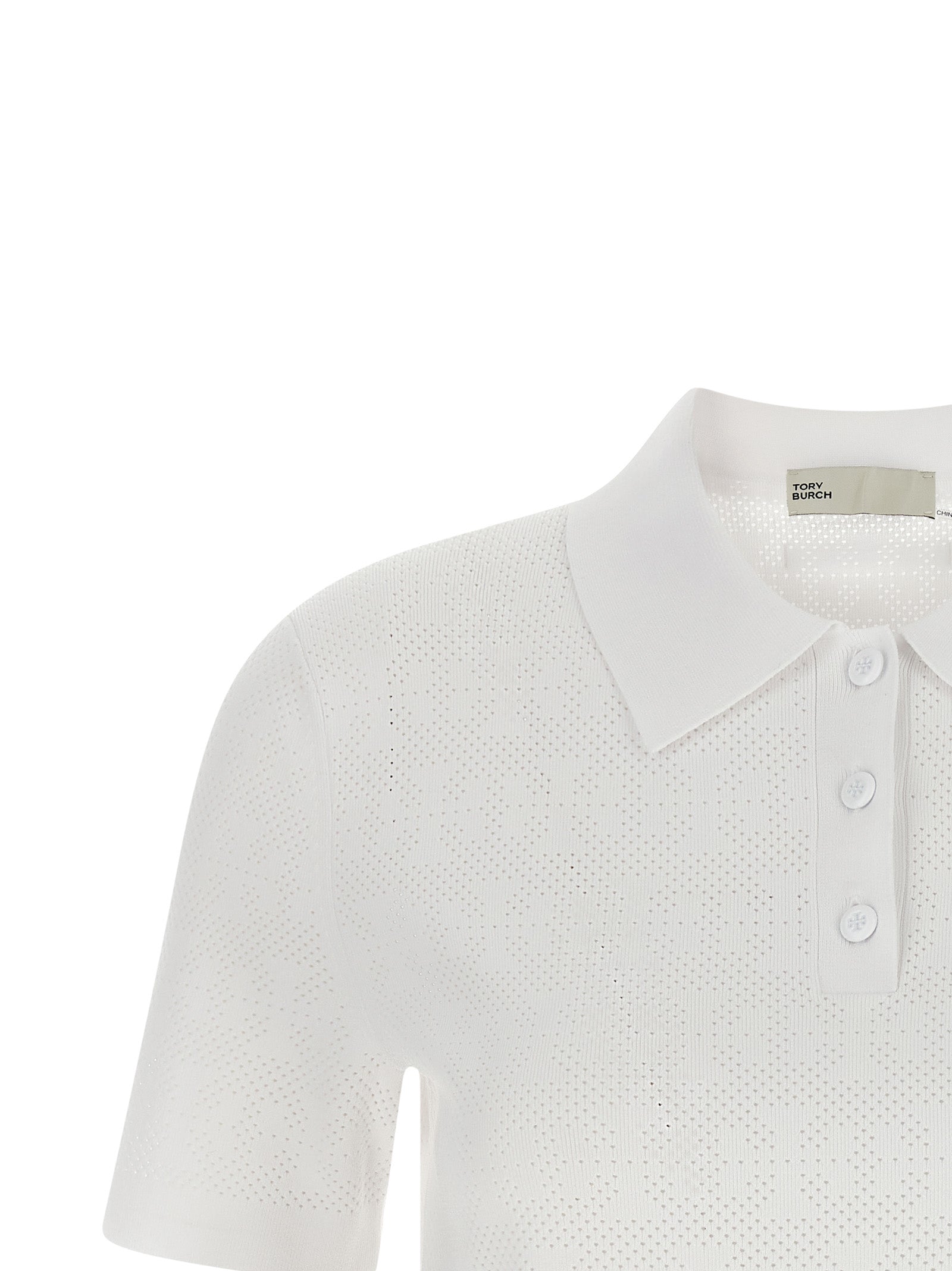 Tory Burch 56% Viscose polo shirt in white — view 3