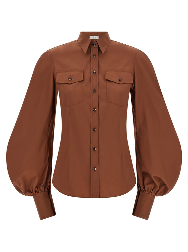 Brunello Cucinelli 72% cotton blouse in brown