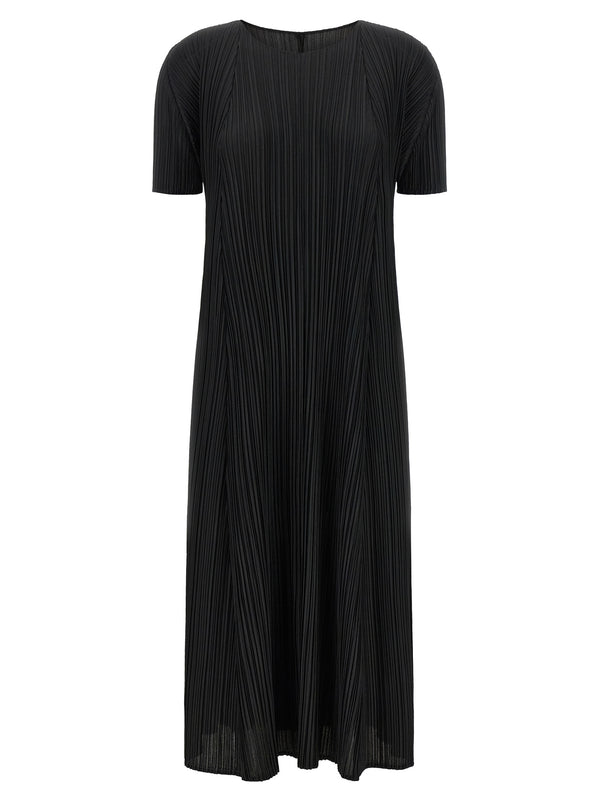 Pleats Please Issey Miyake 100% Polyester midi dress in black