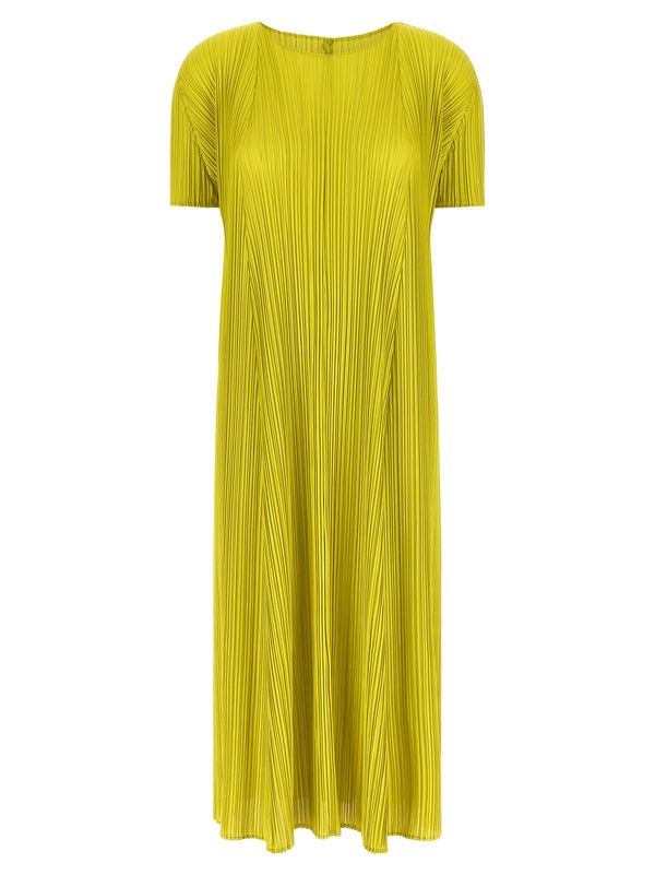 Pleats Please Issey Miyake 100% polyester dress in yellow