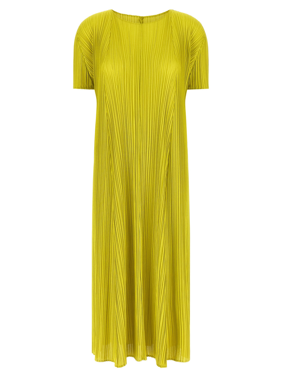 Pleats Please Issey Miyake 100% polyester dress in yellow