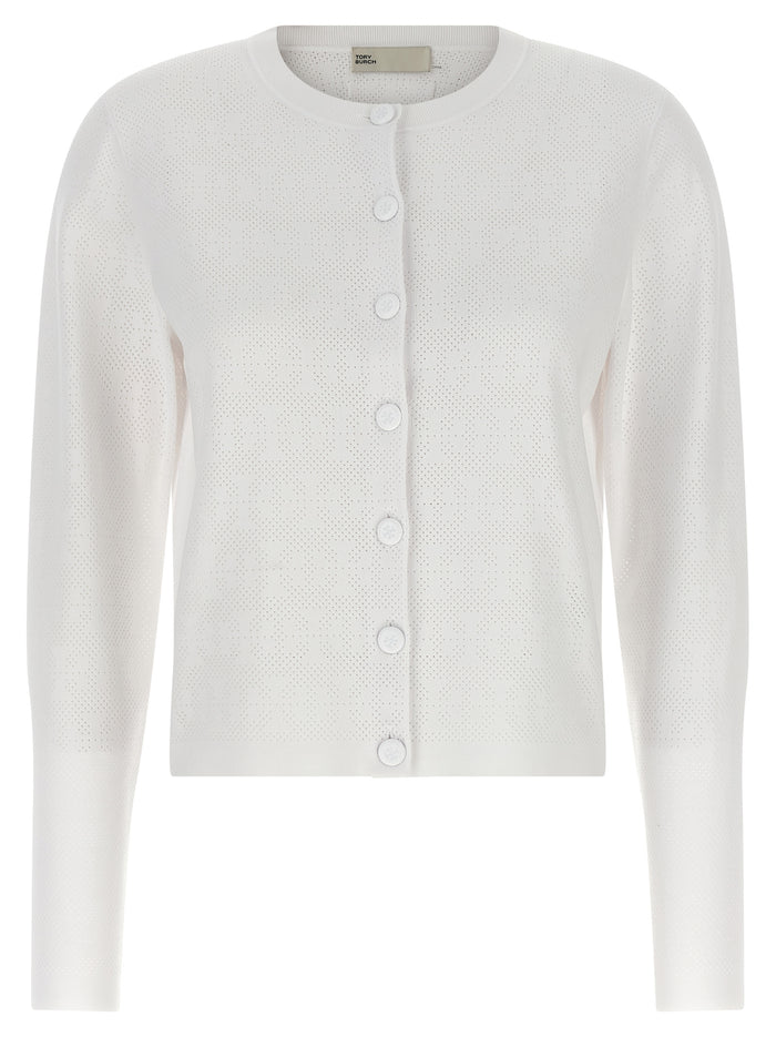 Tory Burch 56% viscose cardigan in white