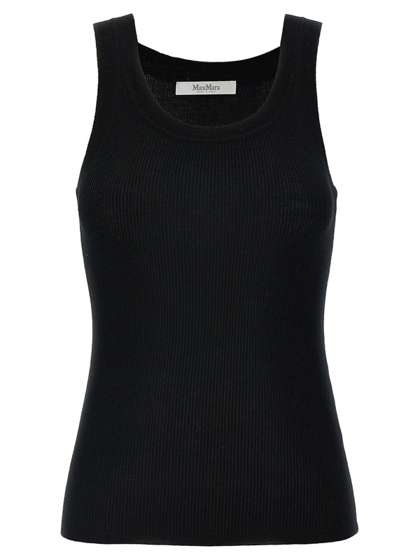 Max Mara 100% virgin wool (stretch) tank top in black