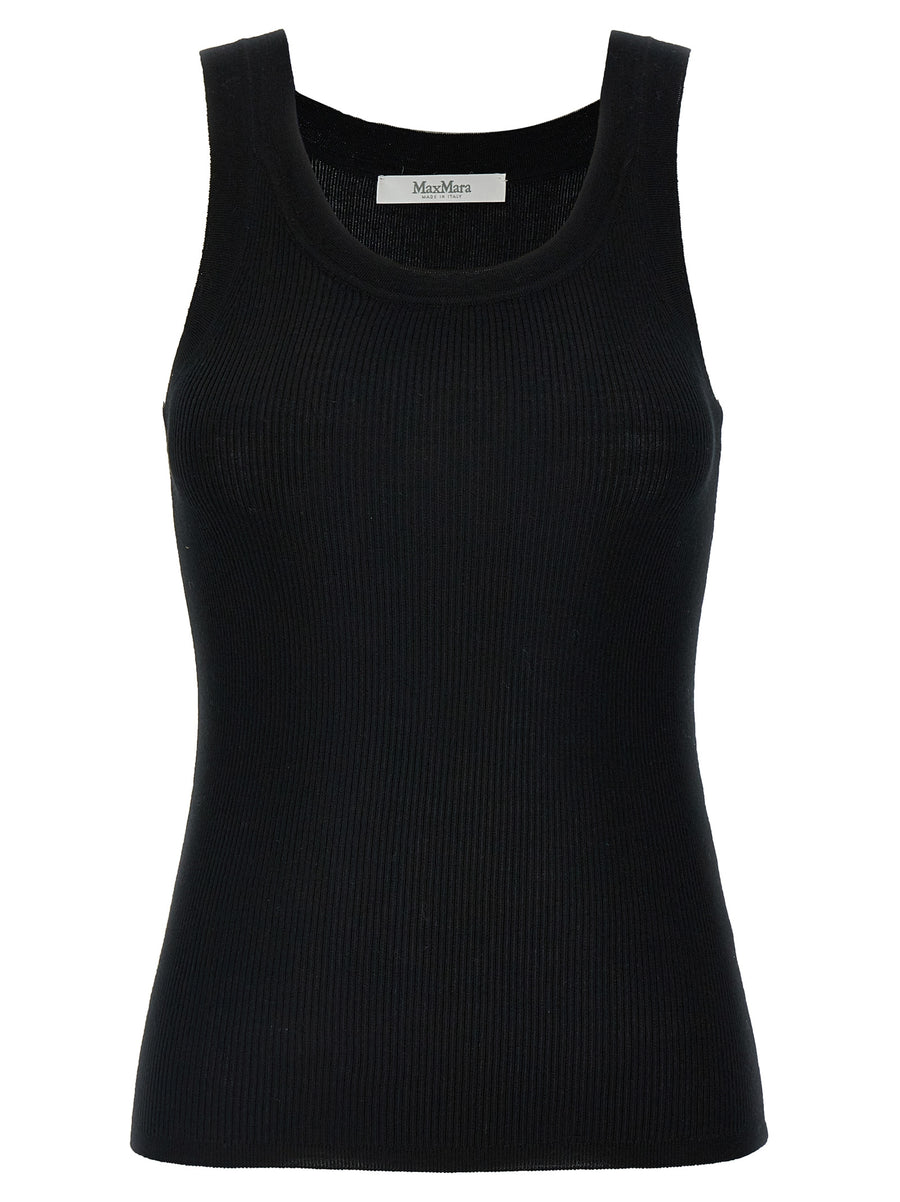 Max Mara 100% virgin wool (stretch) tank top in black