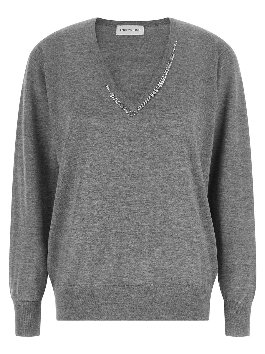 Dries Van Noten 100% Merino Wool sweater in gray