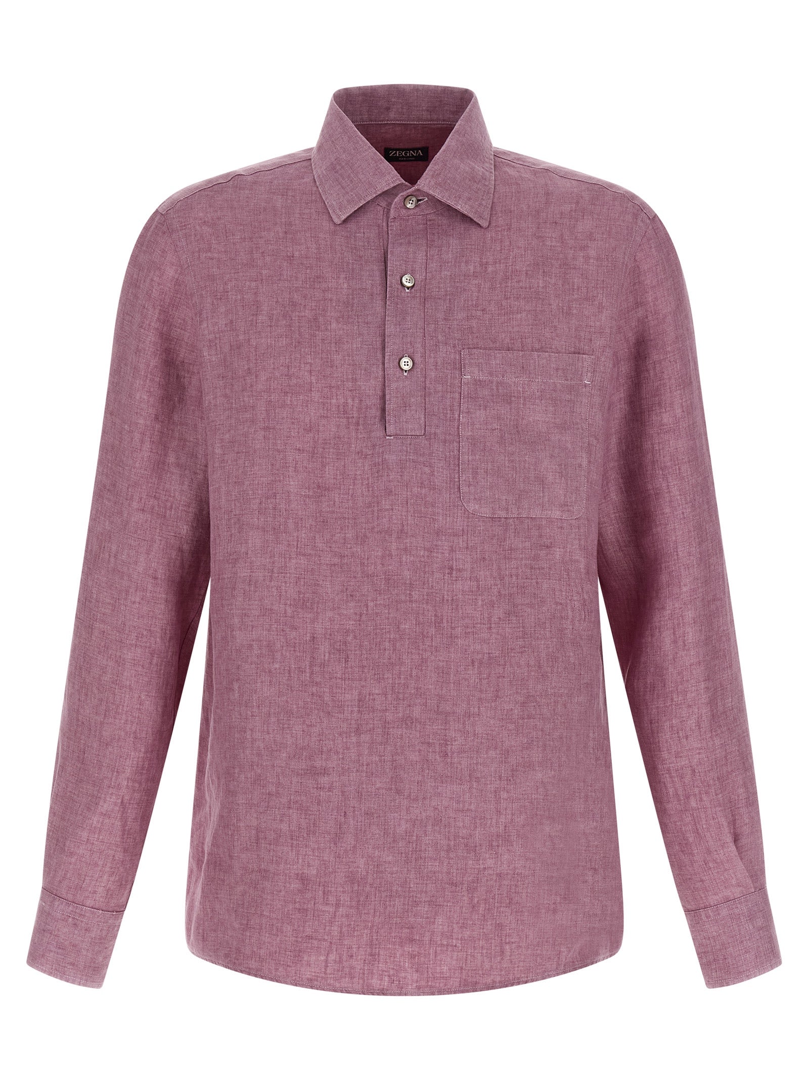 Zegna 100% linen polo shirt in pink