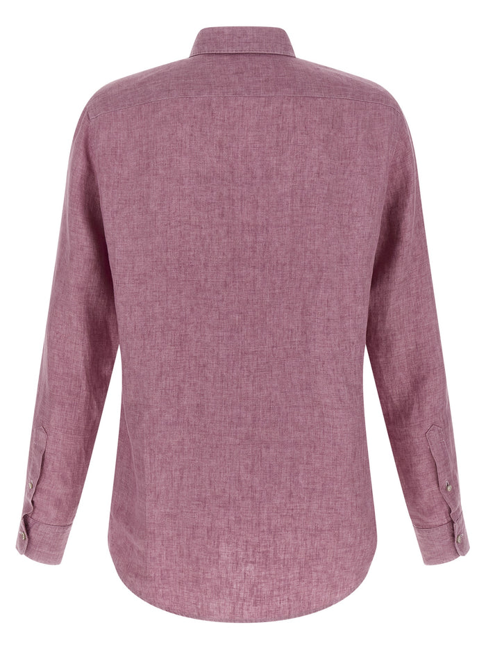 Zegna 100% linen polo shirt in pink — view 2