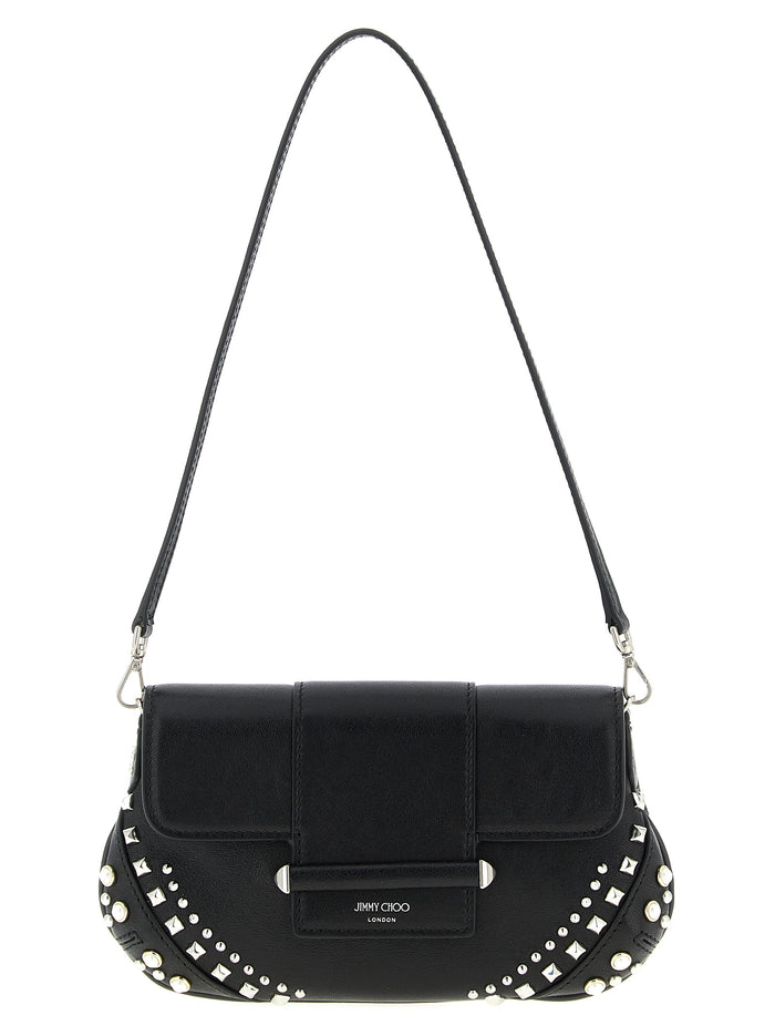 Jimmy Choo 80% lamb leather shoulder bag in black