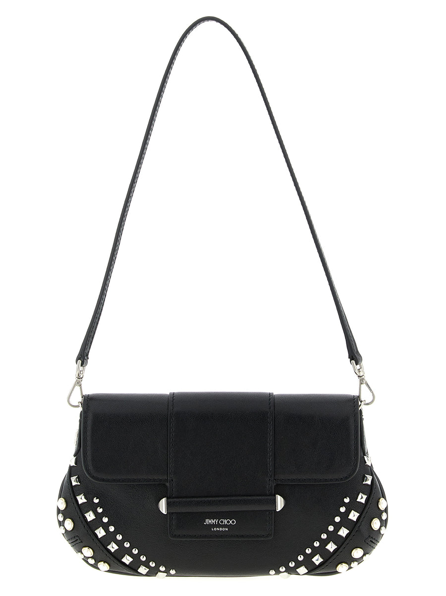 Jimmy Choo 80% lamb leather shoulder bag in black