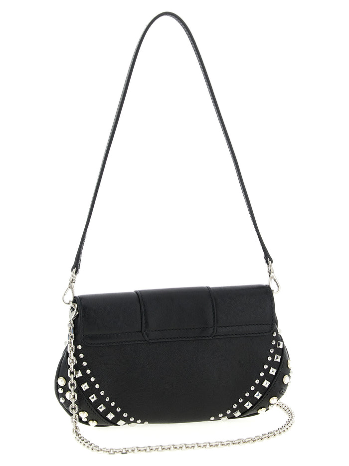 Jimmy Choo 80% lamb leather shoulder bag in black — view 2