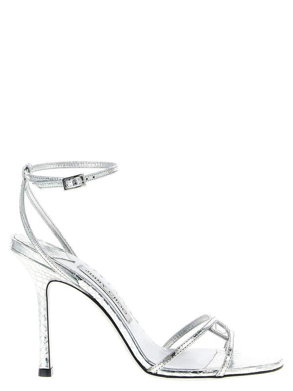 Jimmy Choo 86% Leather heel sandal in silver