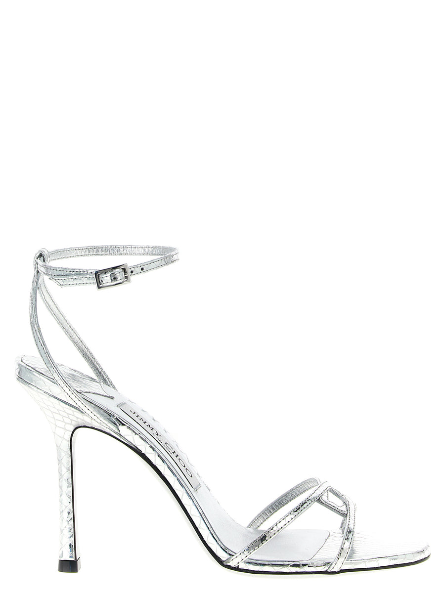 Jimmy Choo 86% Leather heel sandal in silver