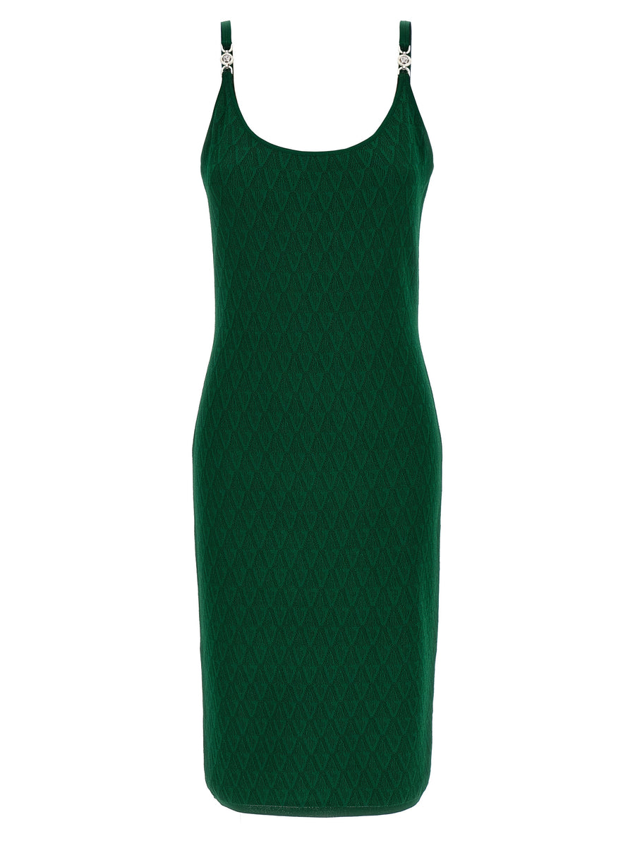 Versace 91% viscose midi dress in green