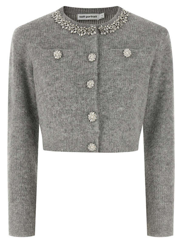 Self-Portrait 45% Polyester cardigan in gray
