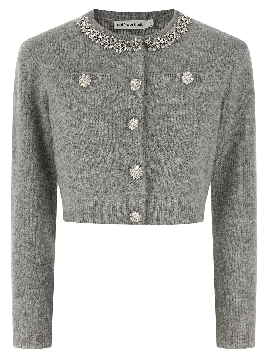 Self-Portrait 45% Polyester cardigan in gray