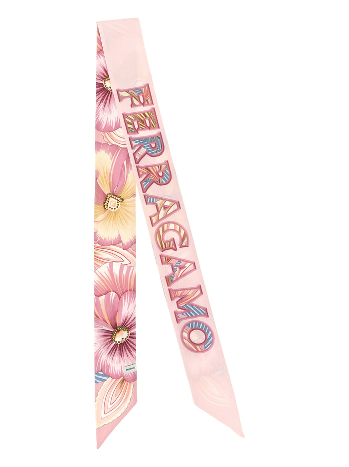 Ferragamo 100% silk scarf in pink
