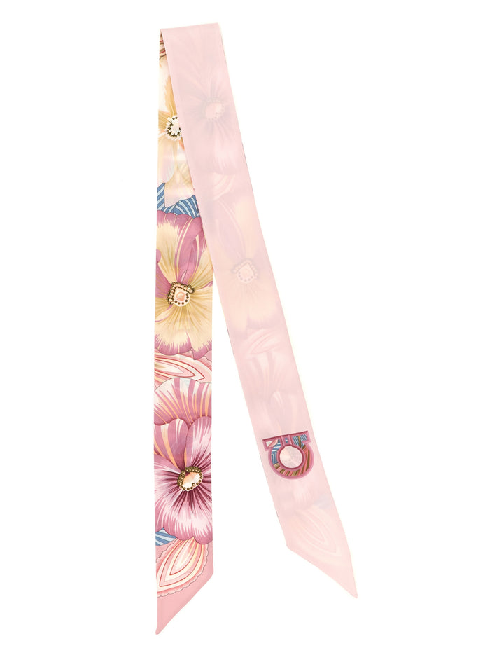 Ferragamo 100% silk scarf in pink — view 2
